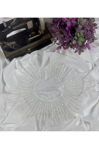 jasmina store organze üzeri payet ve boncuk işlemeli yaka