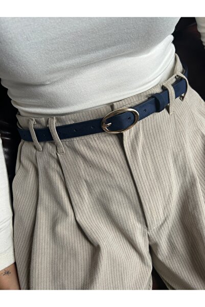 LİA KEMER Eminent Long Ring Patterned Suede Women's Gold Buckle Belt Jacket B...