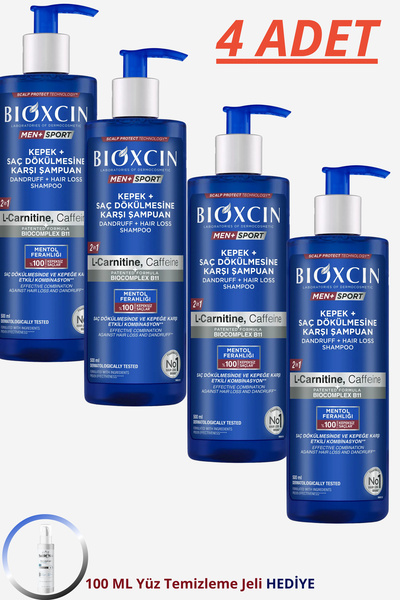Bioxcin Kepek + Saç Dökülmesine Karşı Şampuan MEN+SPORT + ( 4X500ML ) + 100 M...