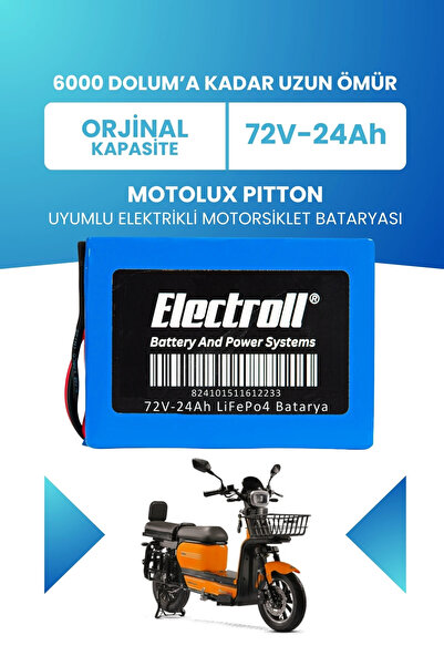 ELECTROLL Motolux Pıtton Uyumlu Batarya (Standart Kapasite) LiFePO4 72V 24Ah ...