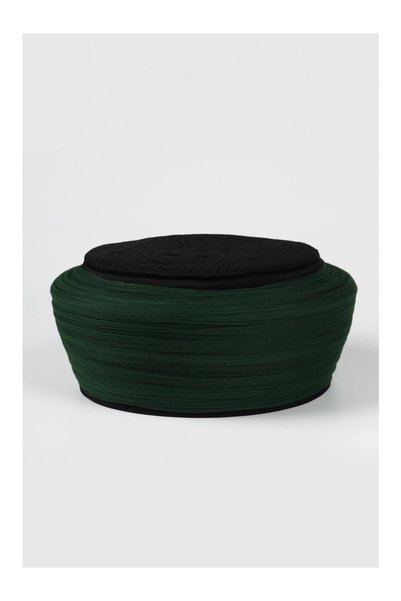 Sarıkhane Children's Prayer Shawl - Green Fabric - Black Turban - Plain Wrap - Nâli Şerif - 6 Meters