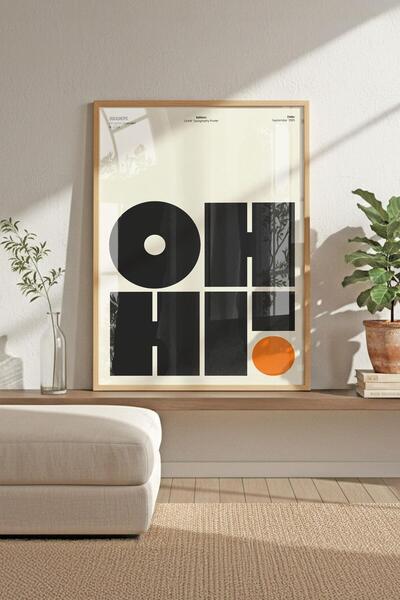 Buka Shops Minimalist "OH" Tipografi Sanatı - Ahşap Çerçeveli Tablo