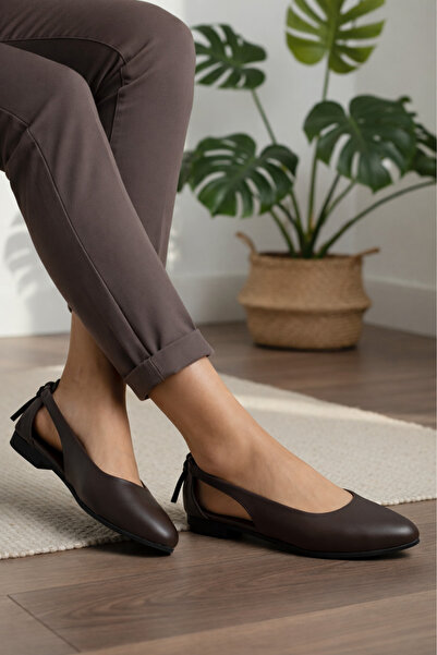 META TREND Kadın Kahverengi Cilt Yanı Açık Arkası Püsküllü Günlük Şık Rahat B...