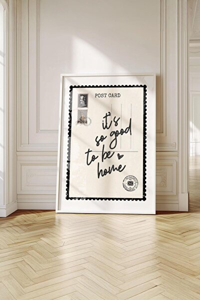 Buka Shops Nostaljik Kartpostal "Home" - Beyaz Çerçeveli Tablo