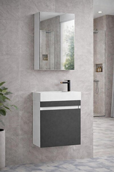 Gold Ban-yom LENA 45 ANTRASİT MDF Banyo Mobilyası Seti