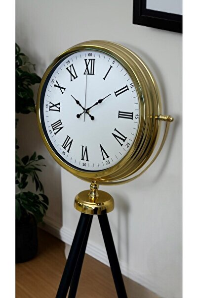 Marsilyan Gold Roman Numeral Luxury Tripod Stand Clock