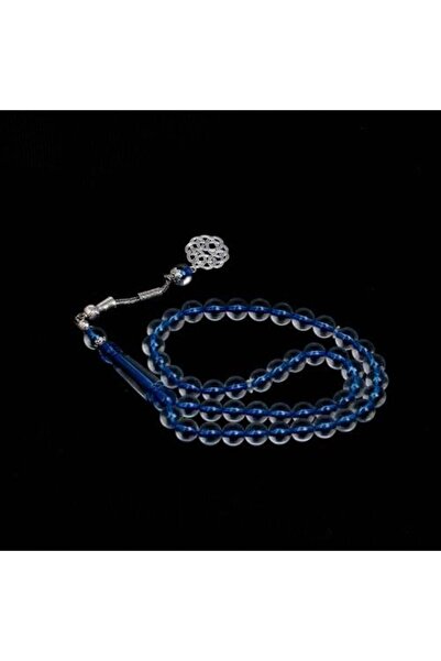 Shaka Khatam مسبحة من الباكليت الشفاف بخيط أزرق، 45 حبة