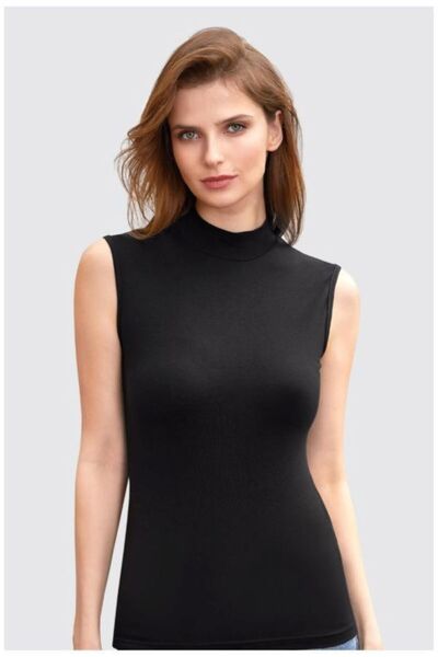 Berrak طقم ملابس داخلية 7026 مكون من 3 قطع بياقة عالية بدون أكمام للنساء