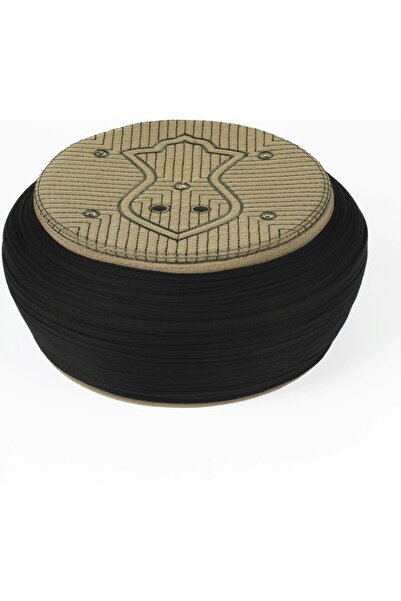 Sarıkhane غطاء صلاة للأطفال - قماش أسود - غطاء رأس أخضر - غطاء دائري - نالي ش...