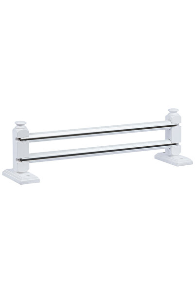 Perdejim Beyaz 100 cm Çetray Çift Raylı Rustik Perde Askısı S Pile ve Kornişl...