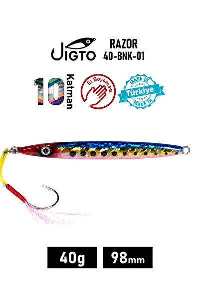 JIGTO Jig, Zoka, Suni Yem, Glow UV Metal Jig, 40Gr 10cm Razor 40