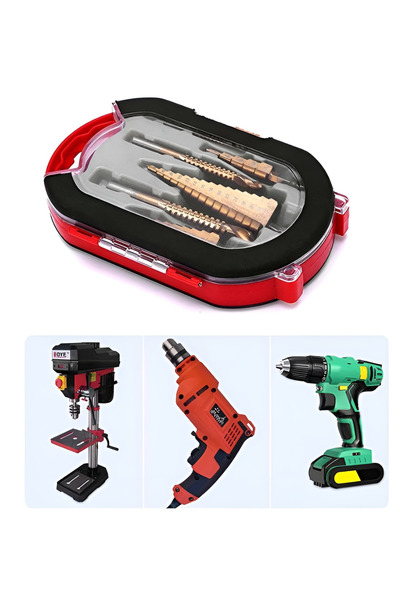 esimplu Set of 6 Drill Bits, HSS Titanium Step, 3 Tapered Drill Bits and 3 Se...