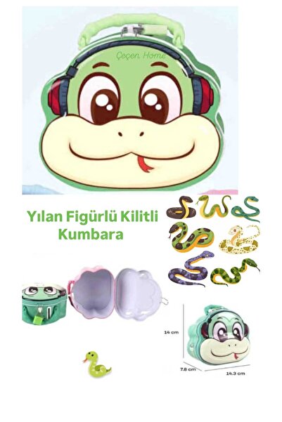 ÇEÇEN HOME Μεταλλικός κουμπαράς με φιγούρα φιδιού, τσάντα και κλειδαριά, χαρι...