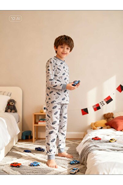 NiCe İç Giyim ДЕТСКИ ПИЖАМА С ДЪЛЪГИ РЪКАВИ С МОТИВ НА АВТОМОБИЛИ, ТЪМНОСИНО ...