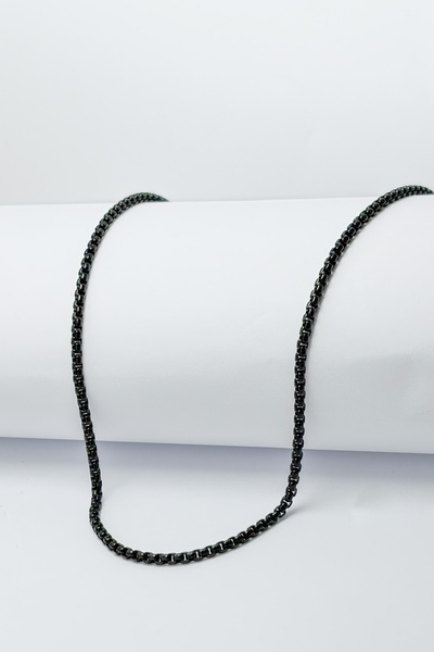 DEARWİSH Siyah Renkli Kalın Kare Model 316L 60 cm Paslanmaz Çelik Zincir