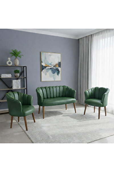 Azra Mobilya Papatya Deri Berjer Takımı | 2 Tekli + 1 İkili Koltuk | Balkon O...