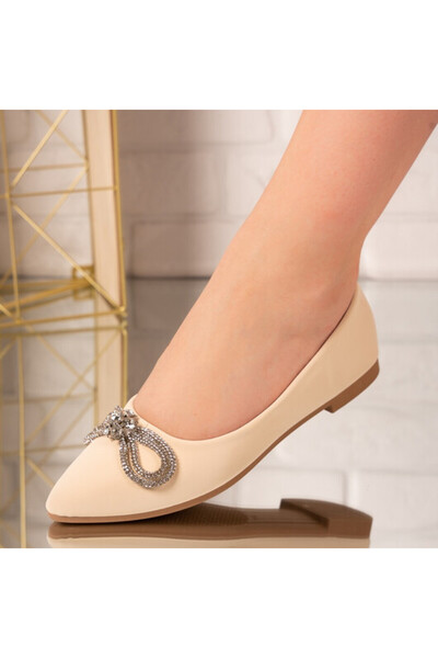 Sofia Store Balerini din piele ecologica cu funda decorativa Suzana