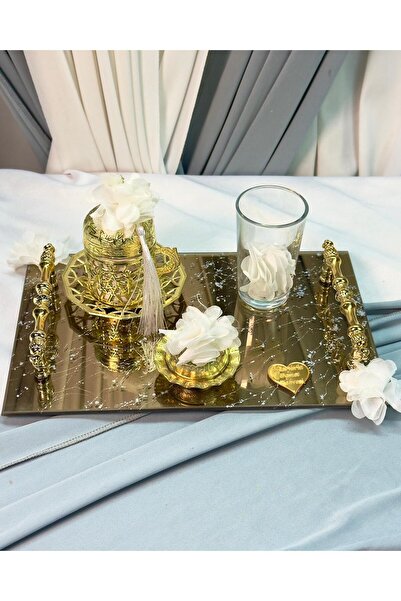 Cyz Home Златна огледална тава за чаши за кафе за младоженеца