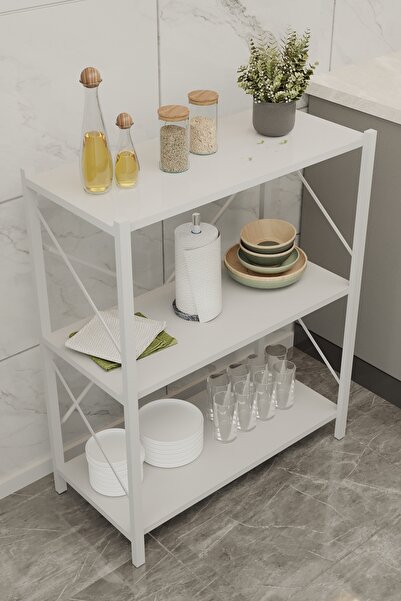 bodygym Metal Mutfak Rafı Malzeme Dolabı 3 Raflı Mikrodalga Fırın Rafı Çok Am...