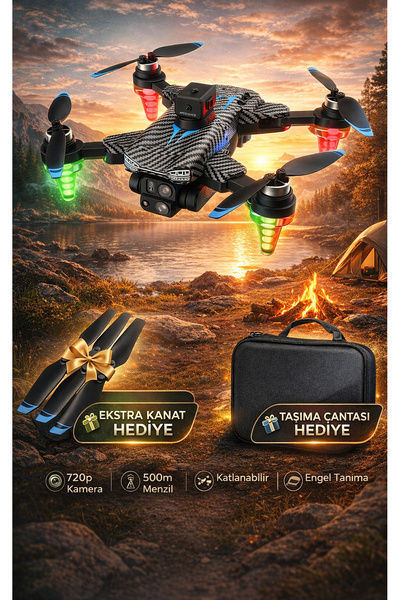 FaroxTech Ekstra Kanat + Taşıma Çantası Hediyeli - Çift Kameralı WiFi FPV Gör...