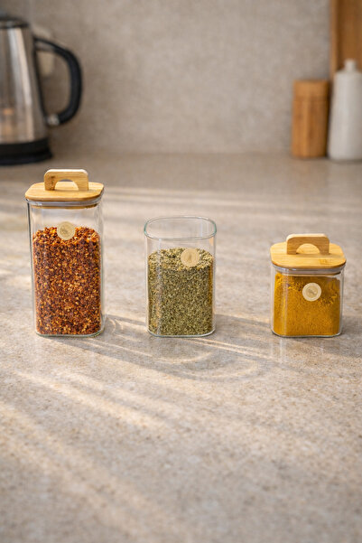 Kitchen Way Bamboo Lid Jar Set Spice Container Kw-770-780 Series