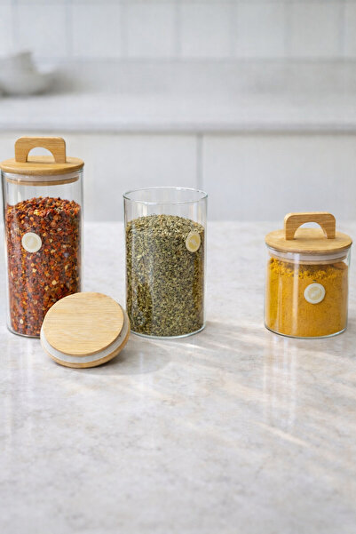 Kitchen Way Bamboo Lid Jar Set Spice Container Kw-770-2 Series