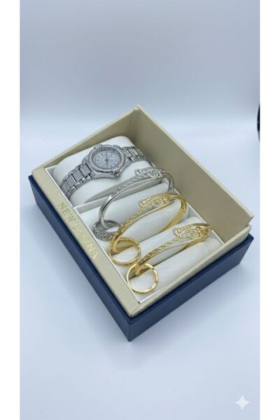 Boutique Women's Accessory Set: Luxury Wristwatch with a Selection of Bracele...