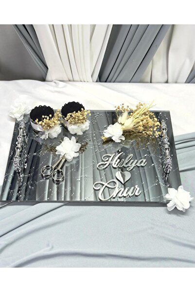 Cyz Home Сребърна тава за годежни пръстени Тава за пръстени Тава за бъдеща булка