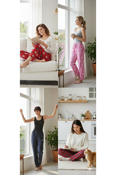 SADE Pajama Bottoms Home Wear Women's Young Suede Fabric 4 Pieces Different M...