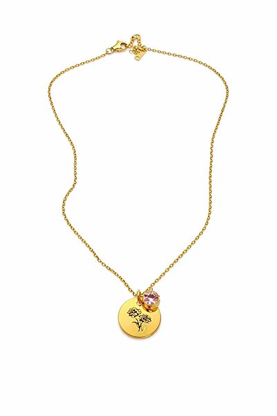 Mimoza Accessories Flower Patterned Stone, Steel Necklace