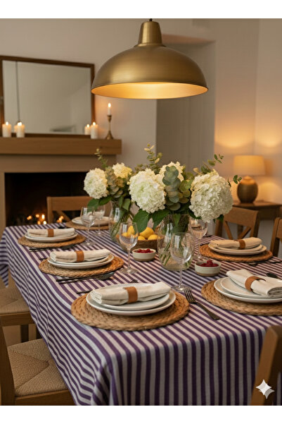 Heriya Purple Linen Tablecloth 150X220 cm