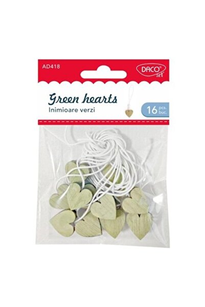 Daco Green Wooden Hearts Daco, 16 pcs/Set