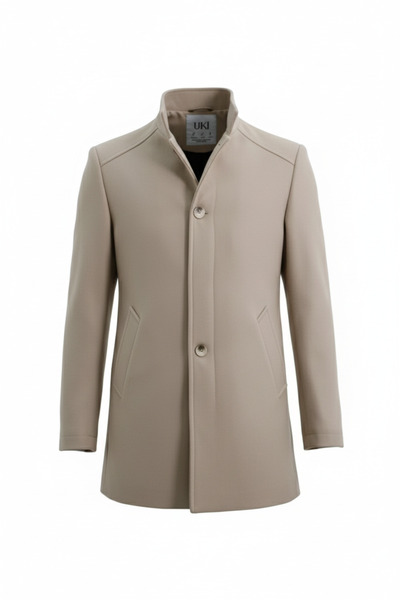 Uki Koyu Bej Kaşe Hakim Yaka Kaban