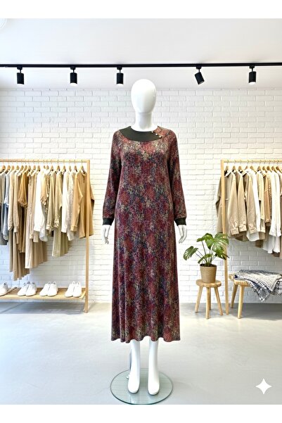 fariza tekstil Πλεκτό υφασμάτινο φόρεμα με λεπτομέρεια στο γιακά, κατάλληλο γ...