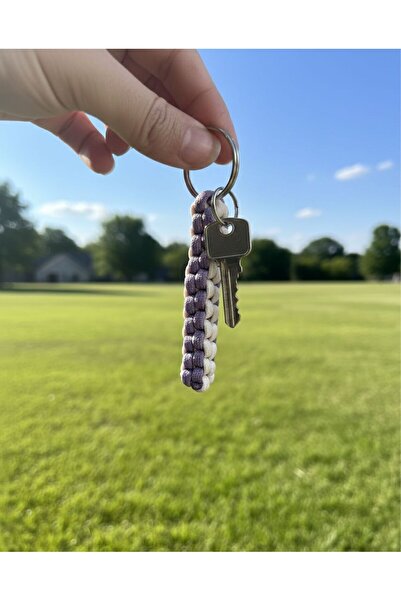 mibales سلسلة مفاتيح من الباراكورد مع حلية حقيبة منسوجة