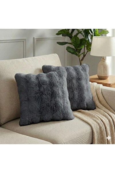 pufftable غطاء وسادة من القطيفة مكون من قطعتين مقاس 45*45 لون أنثراسيت وسادة ...