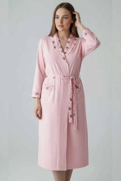 By Mecit Pijama Plus Size Women's Long Sleeve Dressing Gown 80% Cotton 20% Vi...