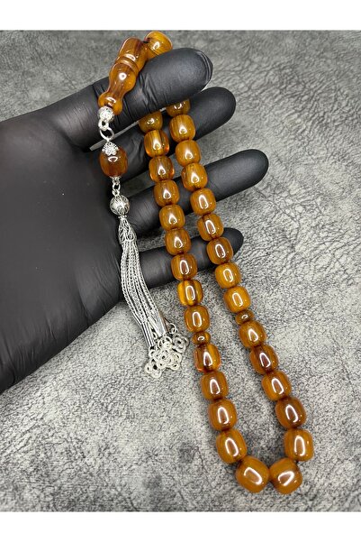 Mos Tespih Üst Düzey Hareli Koleksiyonluk Sıkma Kehribar Tesbih