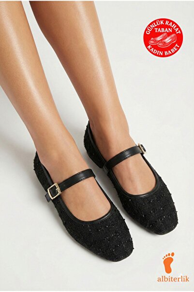 AlbiShoes Women's Comfortable Ballerina Flat Shoes with Buckle Classic Shoes ...