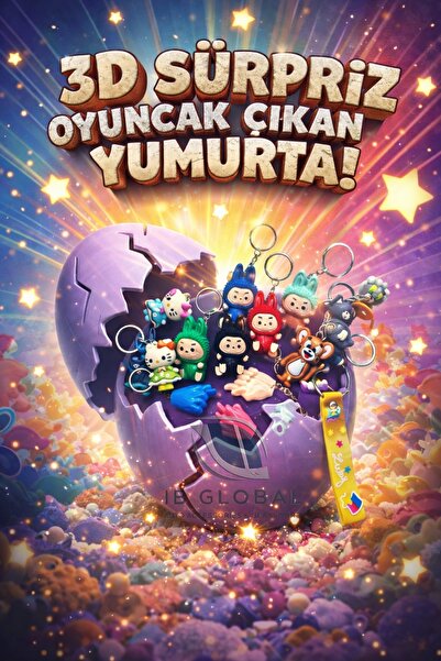 İB GLOBAL 3D SÜPRİZ YUMURTA OYUNCAKLI - ANAHTARLIK -OYUNCAK 1 ADET