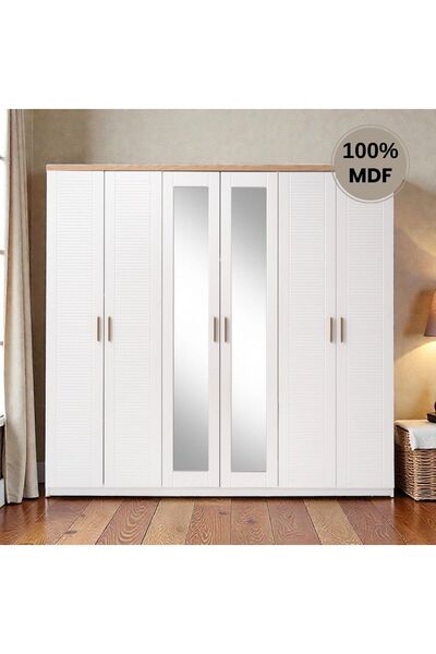 comiet 6 kapak Country Aynalı MDF Gardırop