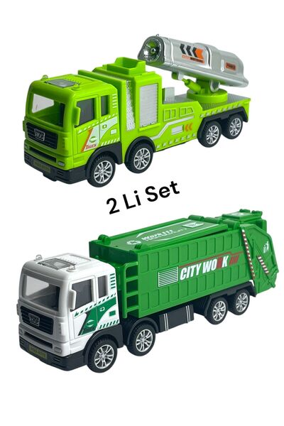 SCOWETTO مجموعة من 2 سيارات خدمات مدينة الألعاب باللون الأخضر