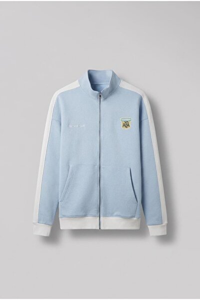 ablukaonline Men's Zippered Sports Relaxed Sweatshirt Light Blue