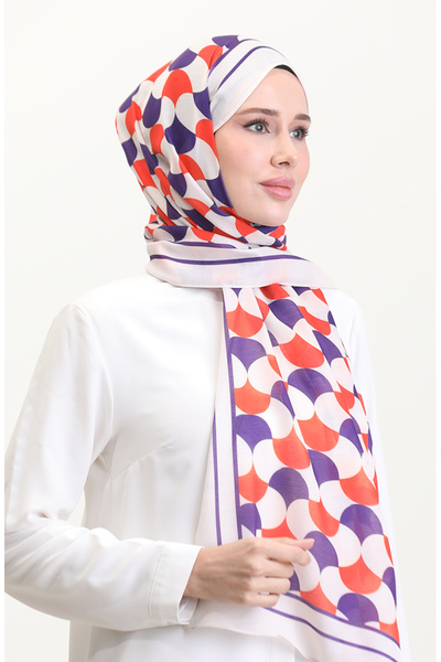 sefamerve Patterned Soft Shawl 70266-05 Cream Purple