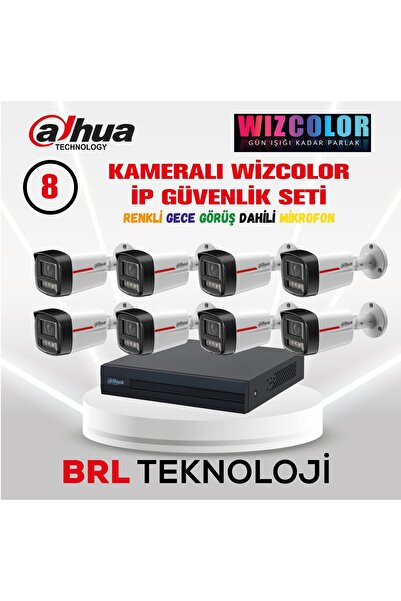 DAHUA 8 Kameralı 4 MP Wiz Color Dahili Mikrofonlu İp Güvenlik Kamera Seti