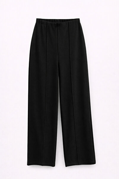 Mixray 4760 Women's Wide Leg Draped Elastic Waist Thessaloniki Pants Black