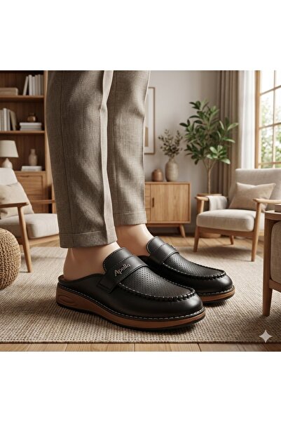 LastStep Siyah Deri Görünümlü, Tokalı ve Dikişli Erkek vs KADIN ARKASI AÇIK A...