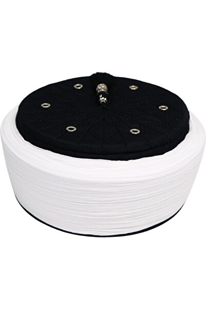 Sarıkhane غطاء رأس للأطفال - قماش أبيض - غطاء رأس أسود - لفافة عادية - عين ال...