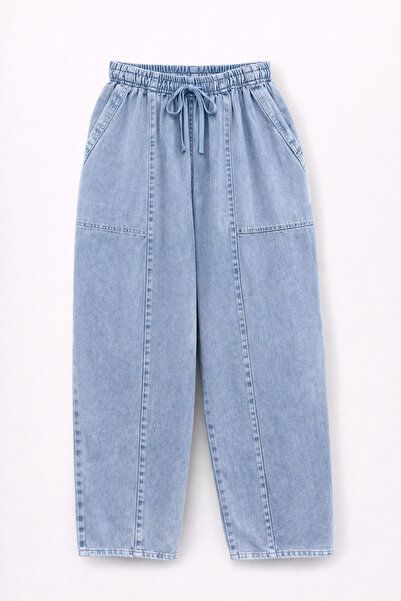 Mixray 4573 Women's Cotton Ankle Length Front piped Pants Blue