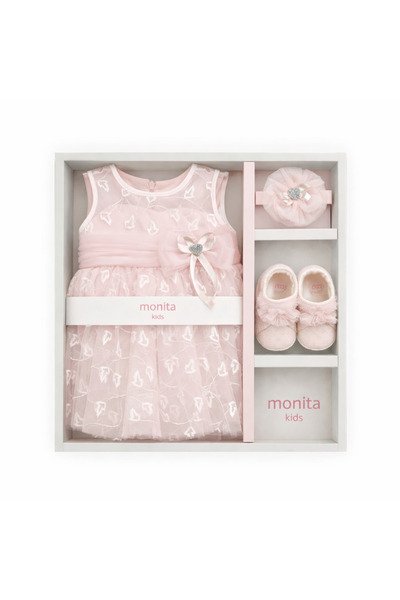 MONİTA KİDS طقم فستان طفلة مولودة